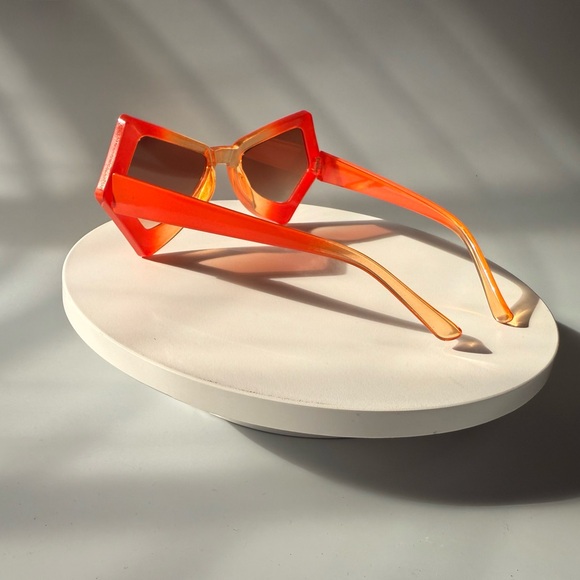 Vibrant Orange Geometric Sunglasses - Picture 2 of 2